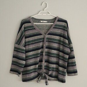 Ricki's Women's Colorful XL Striped Button-Down Tie Front Casual Stretch T-Shirt